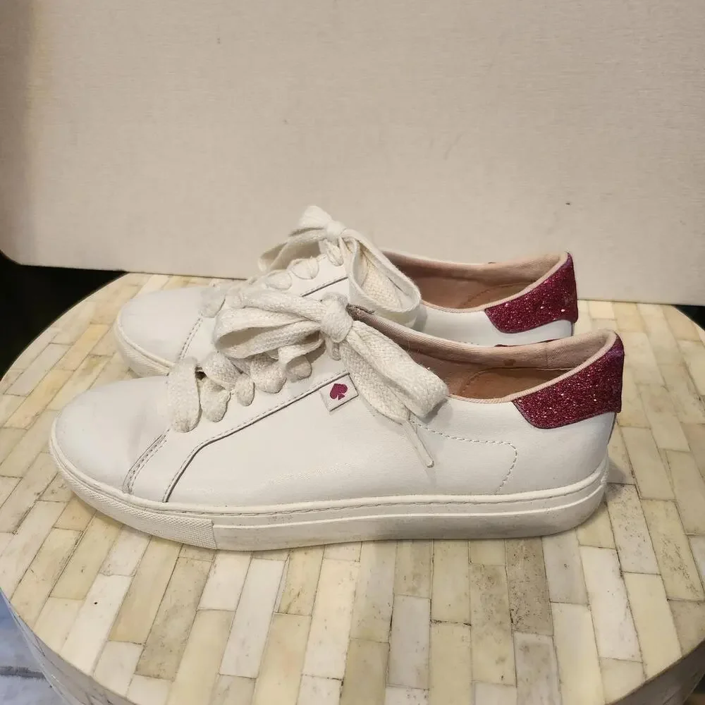Kate Spade New York White Leather Fucsia Sneakers